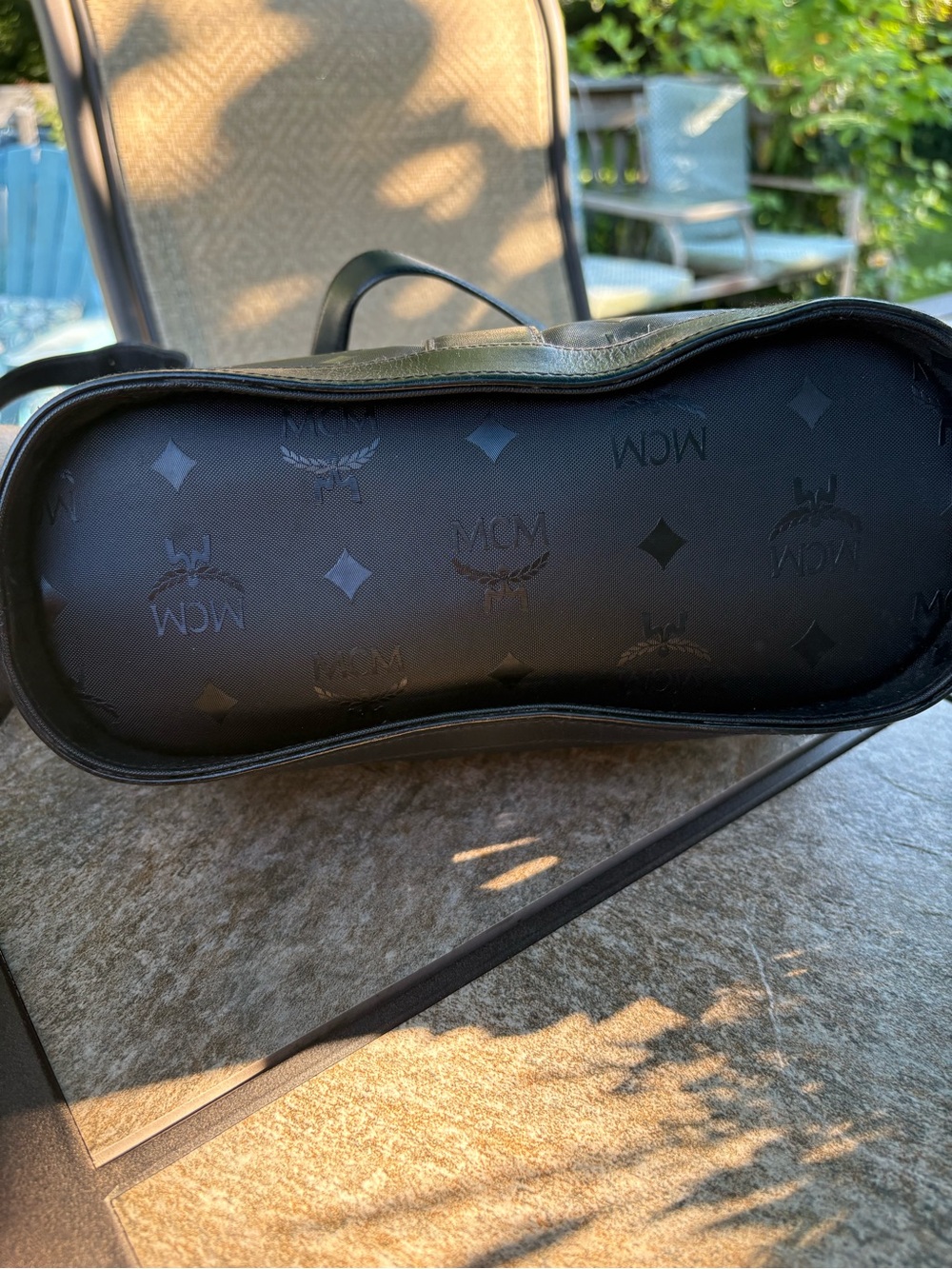 MCM Black Monogram Crossbody Bag with Gold-Tone Hardware - Picture 5 of 14